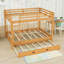 Grand lit superposé en bois avec échelle et lit gigogne simple TG-349651895
