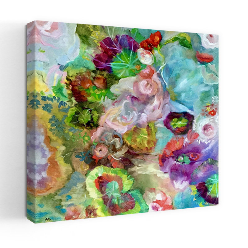 «Vibrant Floral Dream», abstrait, fleur élégante et colorée, art mural, H 36 po x l 36 po