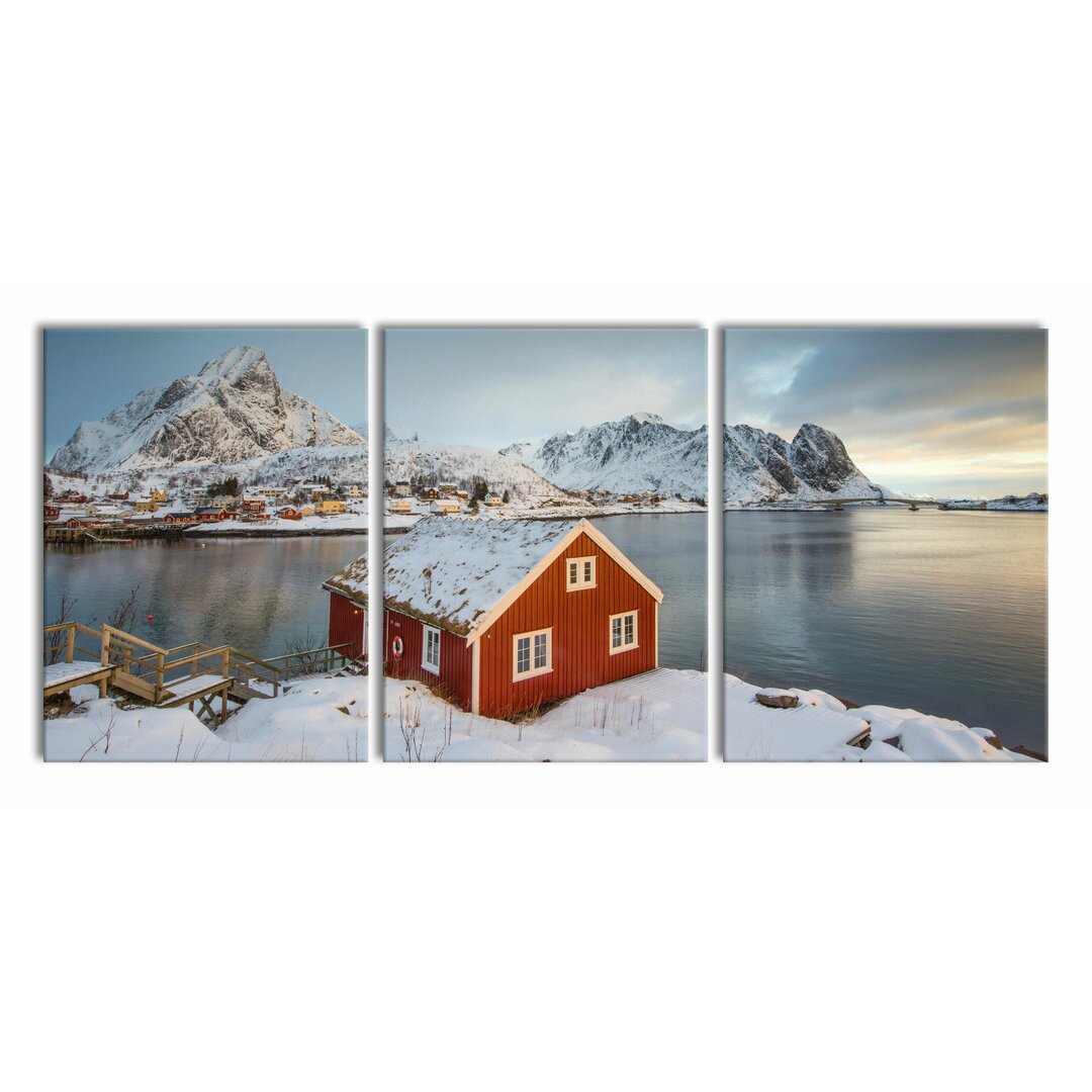 3-tlg. Leinwandbilder-Set Lofoten Fishing House