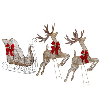 Reindeer and Sleigh with Clear Lights, Champagne