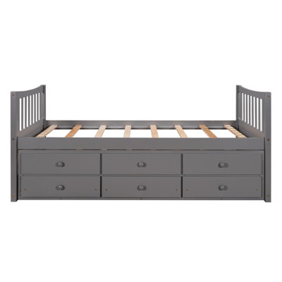 Coverson Twin Storage Platform Bed, Solid Wood Bed with 6 Drawers