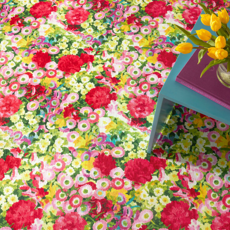 Chamomile Cluster Multi Machine Washable Rug, Rectangle 3' x 5'