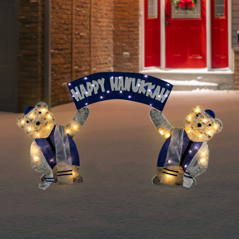Décoration de Noël en forme d'ours polaire lumineux «Happy Hanoucca» à DEL