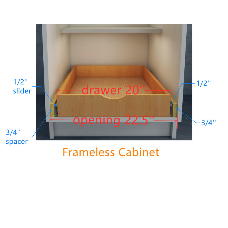 Daiona Solid Wood Pull-Out Drawer Box – 21" Deep Cabinet Organizer in Multiple Widths Out Tray with Brackets, 21" W