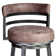 Deherrera Modern Swivel Counter or Bar Stool with Open Low Back and Footrest in Metal and Faux Leather