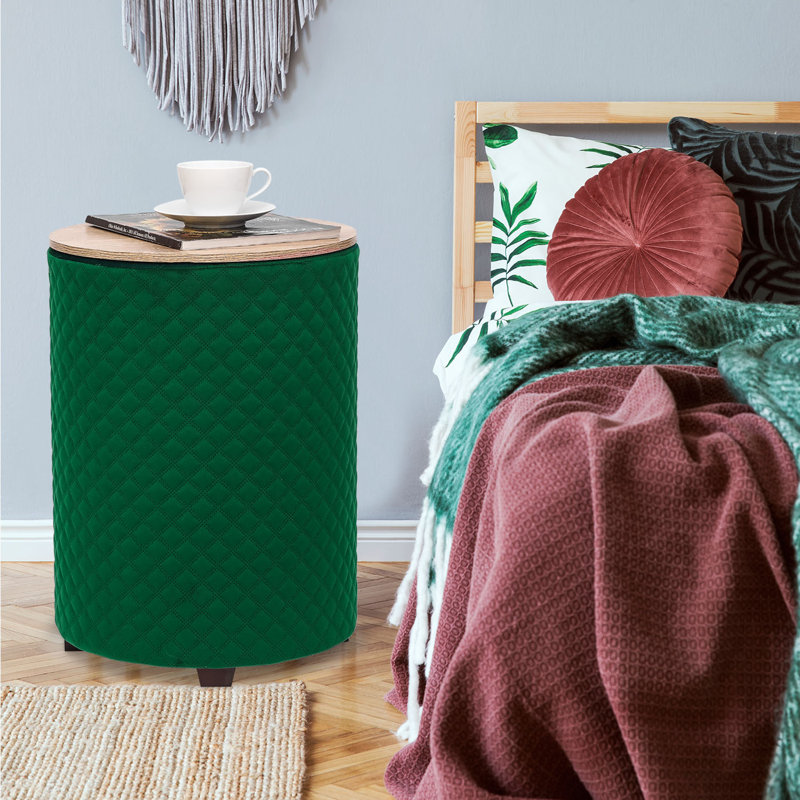 Table de bout avec rangement Jhai, Velours gris