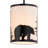 Jorene Bronze Rustic Mini Pendant Ceiling Light White Linen Shade Deer And Tree