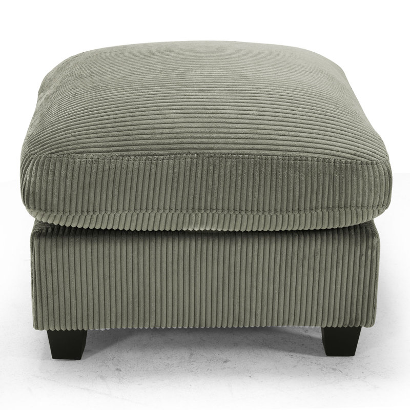 Dona 25.9'' W Square Corduroy Ottoman With Removable Seat Cushion, Green
