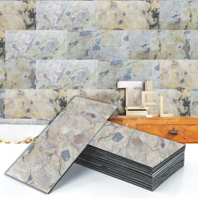 Falkirk Johnstone 23.6" Peel & Stick Stone Wall Paneling in Gray/Beige ( 10-pack)
