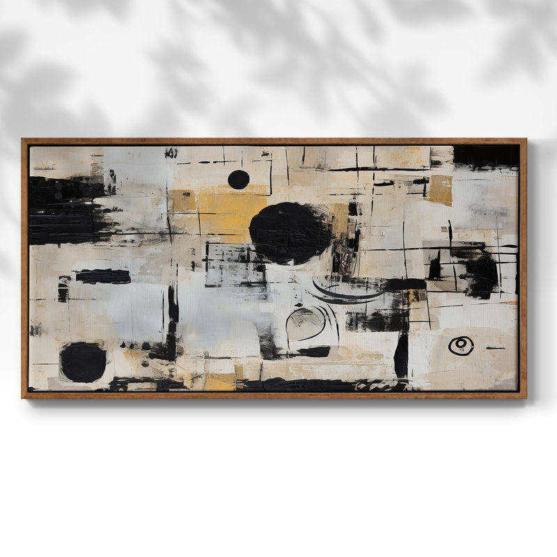 Abstrait, série CCXCVI, toile tendue avec châssis, prête à être accrochée, H 25 po x l 49 po, Noyer