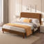Structure de lit double pleine grandeur avec tête de lit ajustable, lit plateforme Cloud, pieds en bois massif, aucun sommier requis, assemblage facile, brun-834499752-834499754