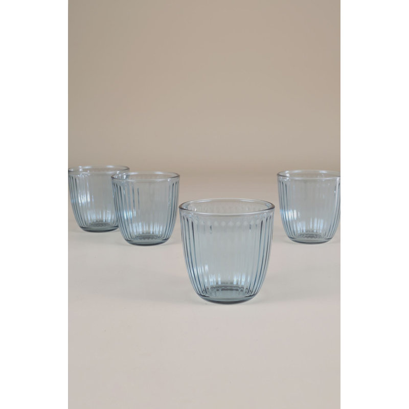 Élégant ensemble de verres bleus (4 pièces), 3,4 x 3,4 x 3,3 pouces | 100% verre, capacité de 9,8 oz liq. Lavage à la main recommandé pour la durabilité, parfait pour recevoir