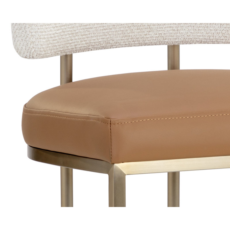 Tabouret Larissa - Napa Cognac / Rhea orge clair, Tabouret de comptoir (assise à une hauteur de 26,