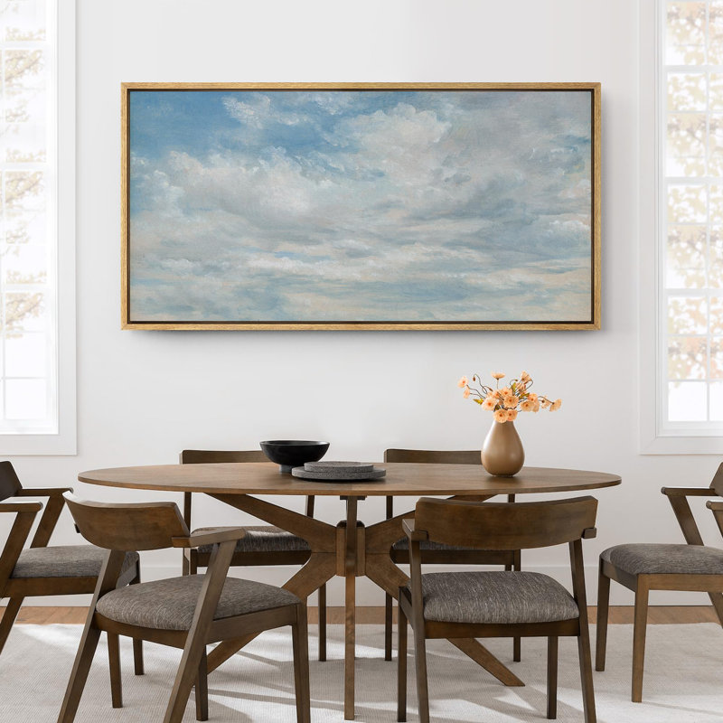 Vaste ciel bleu rempli de nuages, reproduction sur toile, H 30 po x l 60 po, Naturel