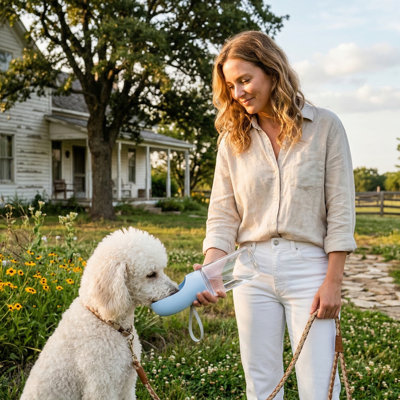 Bouteille d'eau pour chien 19 oz, distributeur de voyage étanche, rose, ne va pas au lave-vaisselle