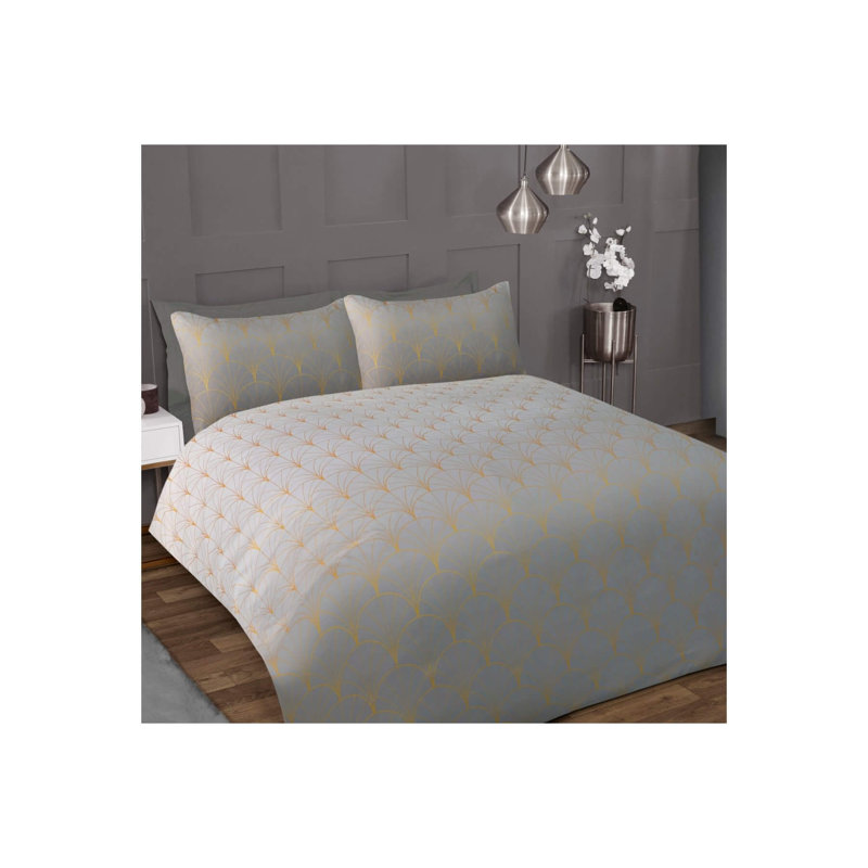 Woods Polyester Geometric Shapes Duvet Cover Set with Pillowcases, Kingsize - 2 Standard Pillowcases, Grey