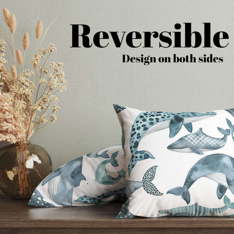 Housse de coussin Whale Seafoam Soiree, H 18 po x l 18 po