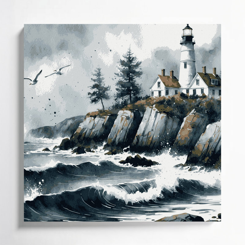 Art mural sur toile gris nautique Maine, H 16 po x l 16 po