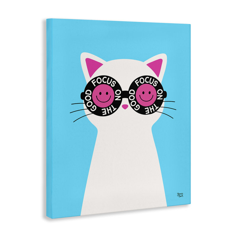 "Focus on Good Cat", art mural sur toile par Jessica Beck, H 40 po x l 30 po