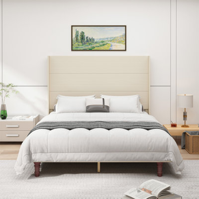 Stylish High Headboard Bed, 54 "High Headboard, High Quality, Comfortable High Back Design Ideal For Reading Or Relaxing, King Size