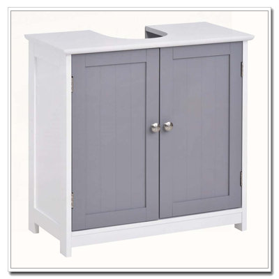Pedestal Sink Storage Cabinet Vanity Base Cabinet Under Sink Bathroom Cabinet with U-shape Cut-Out and Adjustable Internal Shelf