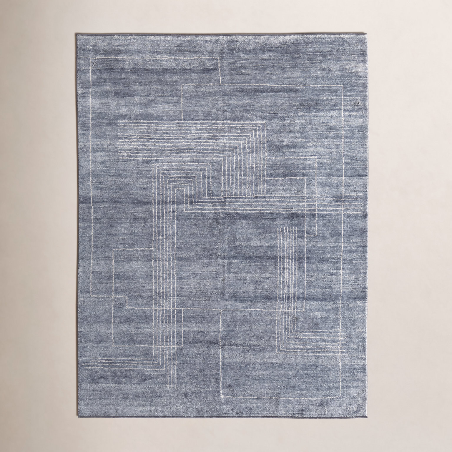 Monaco Gray Hand-Knotted Abstract Rug, Rectangle 7'9" x 9'9"