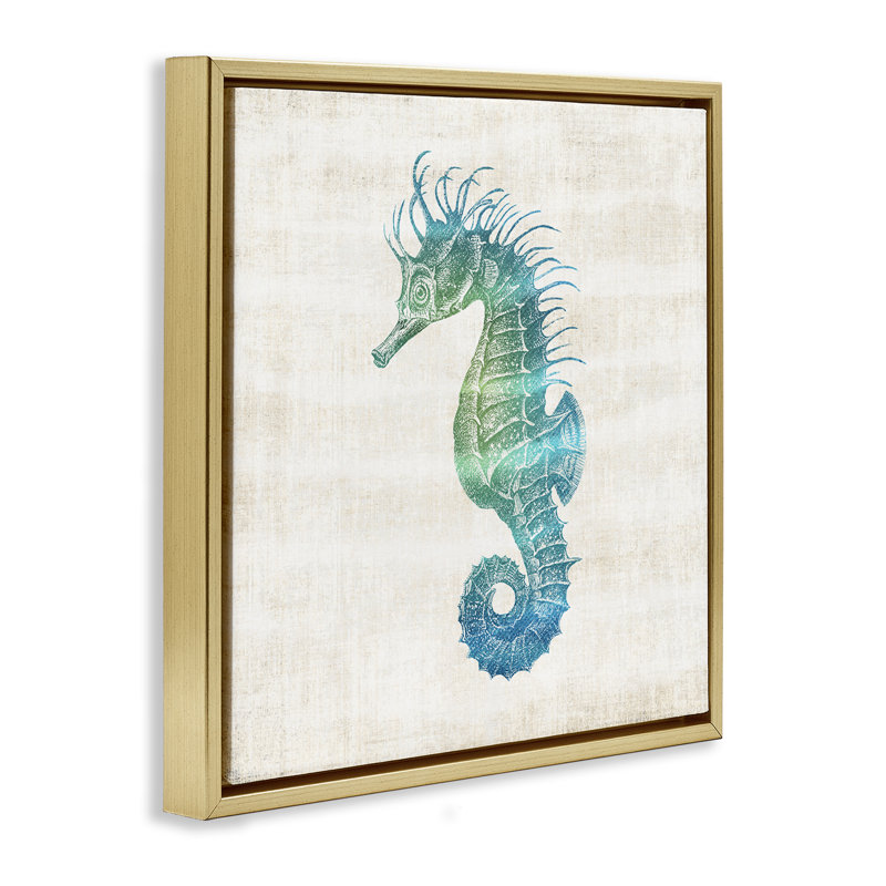 Cadre flottant Ombre Seahorse Expression, design par Susan Arnot, H 18 po x l 18 po, Cadre flottant métallique doré