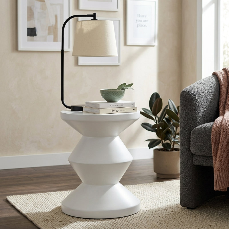 Table de bout Alfrida, Blanc mat