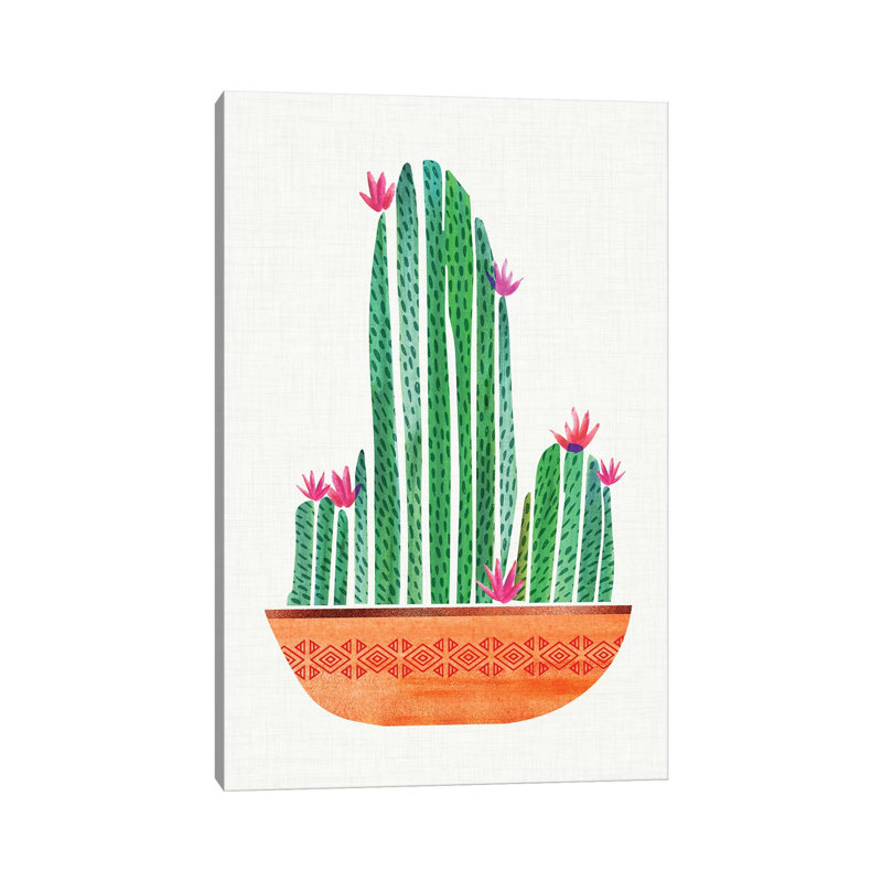 Tiny Cactus Blossoms I by Modern Tropical - Wrapped Canvas Painting, 66.04cm H x 45.72cm W x 1.91cm D