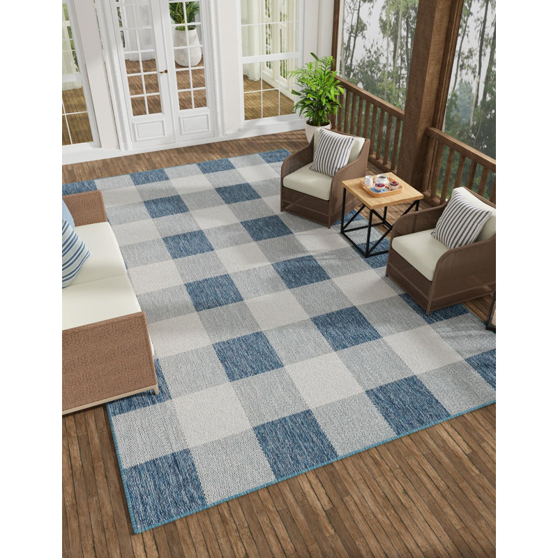 Tapis intérieur / extérieur bleu Borland, Rectangle 2 pi x 3 pi 1 po