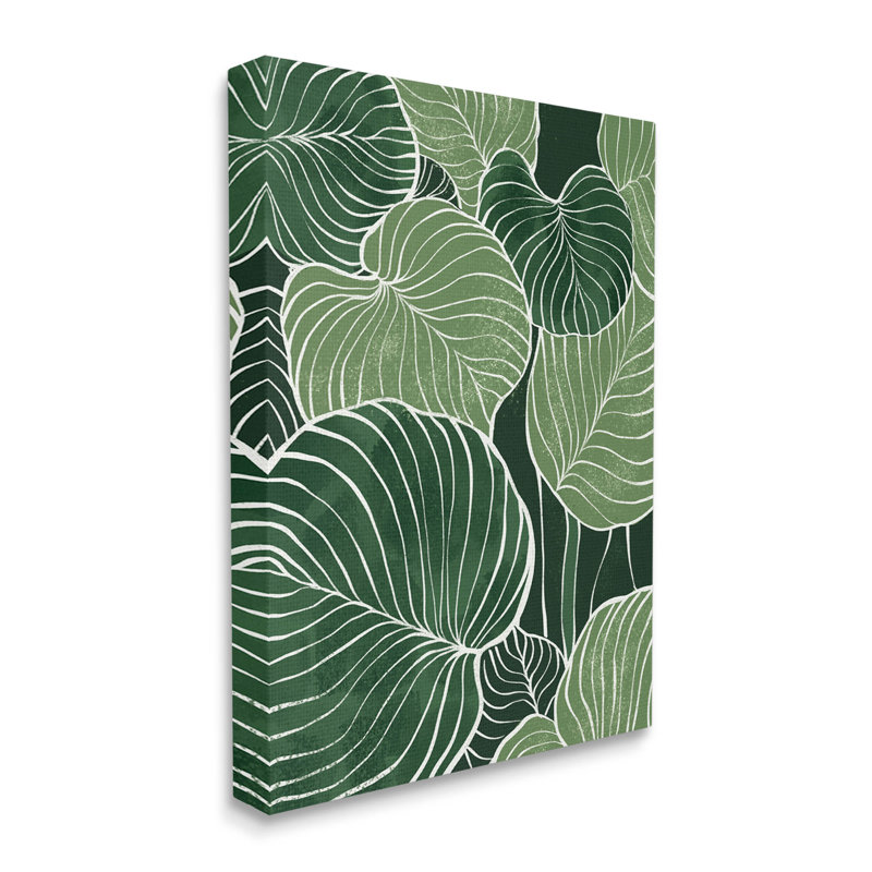 "Layered Green Leaf", art mural sur toile par Ziwei Li, L 16 po x H 20 po, Toile tendue