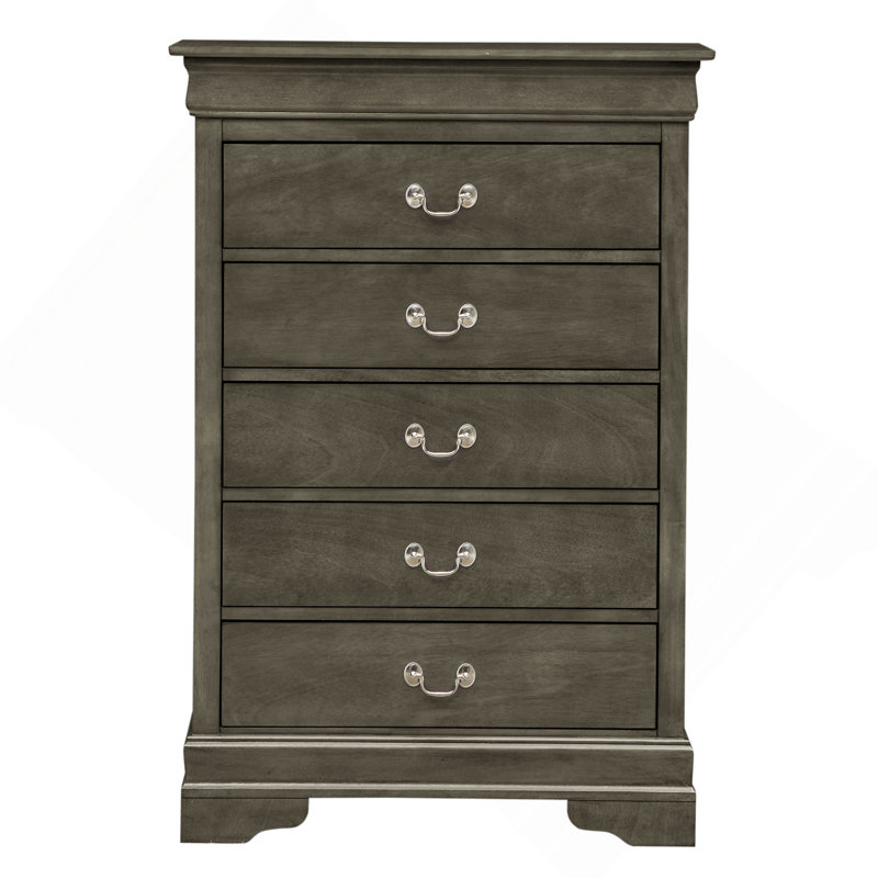Commode verticale avec poignées décoratives, Gris