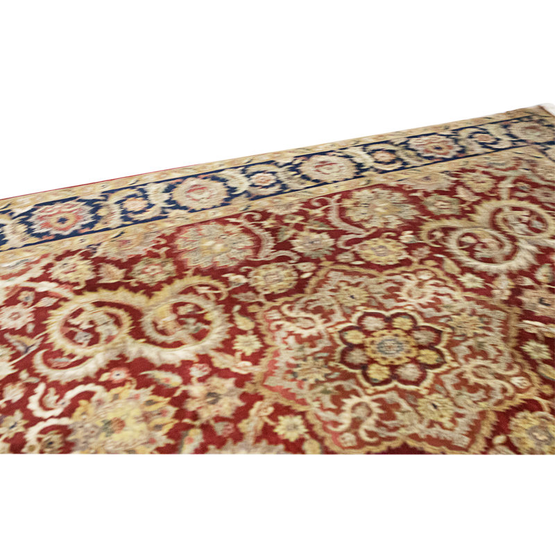 High-Quality Hand-Knotted Red And Blue Area Rug, Rectangle 8'3" x 9'11"