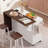 102.3" Kitchen Island With Extendable Dining Table, Kitchen Rolling Island Cart With Trash Storage Cabinet, 3-Tier Pull-Out Spice Rack, Mobile Island Table On Wheels For Kitchen, Dining Room,White, Kitchen Island