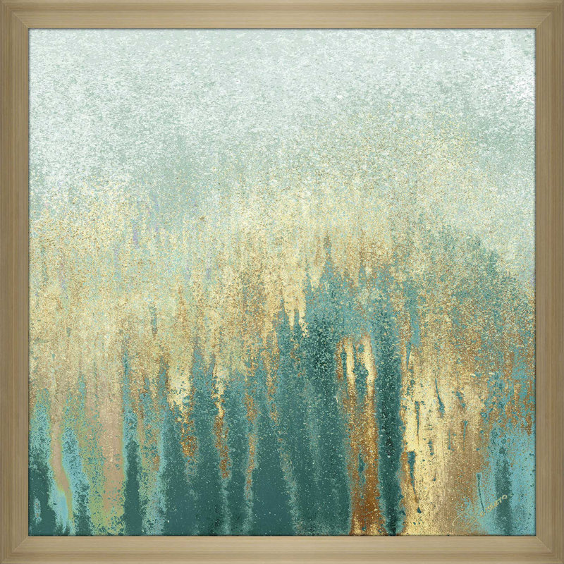 «Teal Golden Woods» par Roberto Gonzalez - reproduction de cadre photo, H 27,5 po x l 27,5 po x P 0,75 po