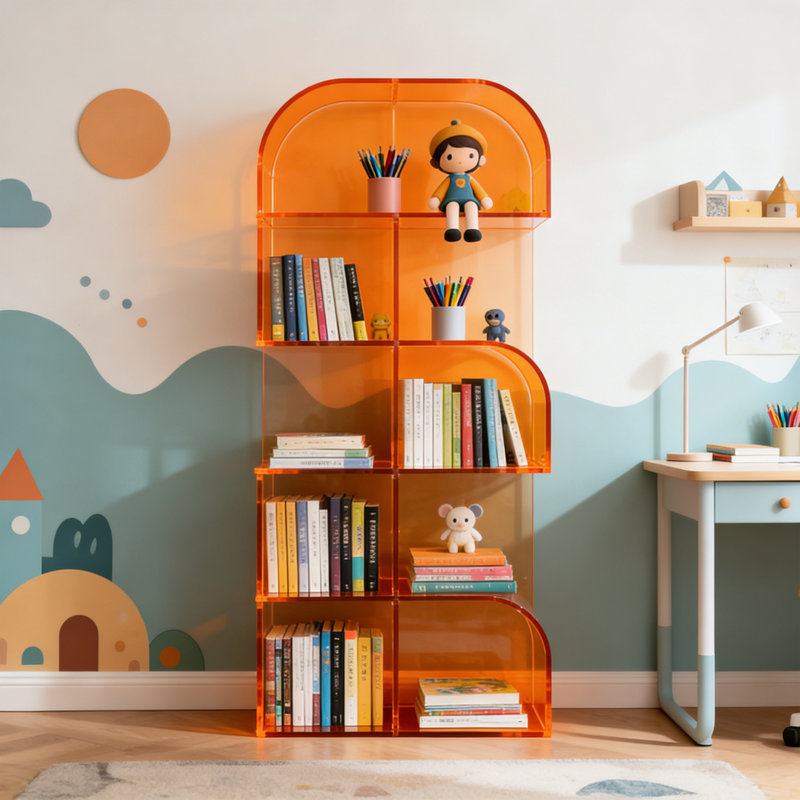 Orange Acrylic Creative Bookcase, (5 Shelves) 59.06"H x 31.5"W x 11.81"D