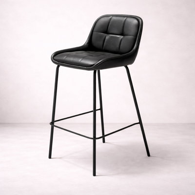 Tabouret de comptoir en cuir Dudley, noir