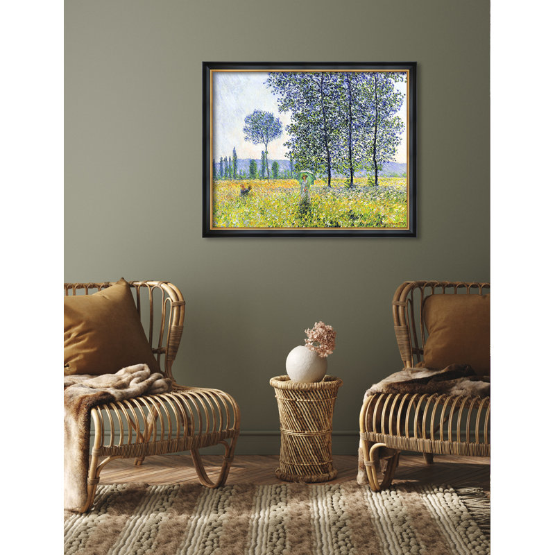 «Sunlight Effect Under The Poplars 1887» par Claude Monet, art mural encadré, estampes numériques pour la maison, Cadre noir