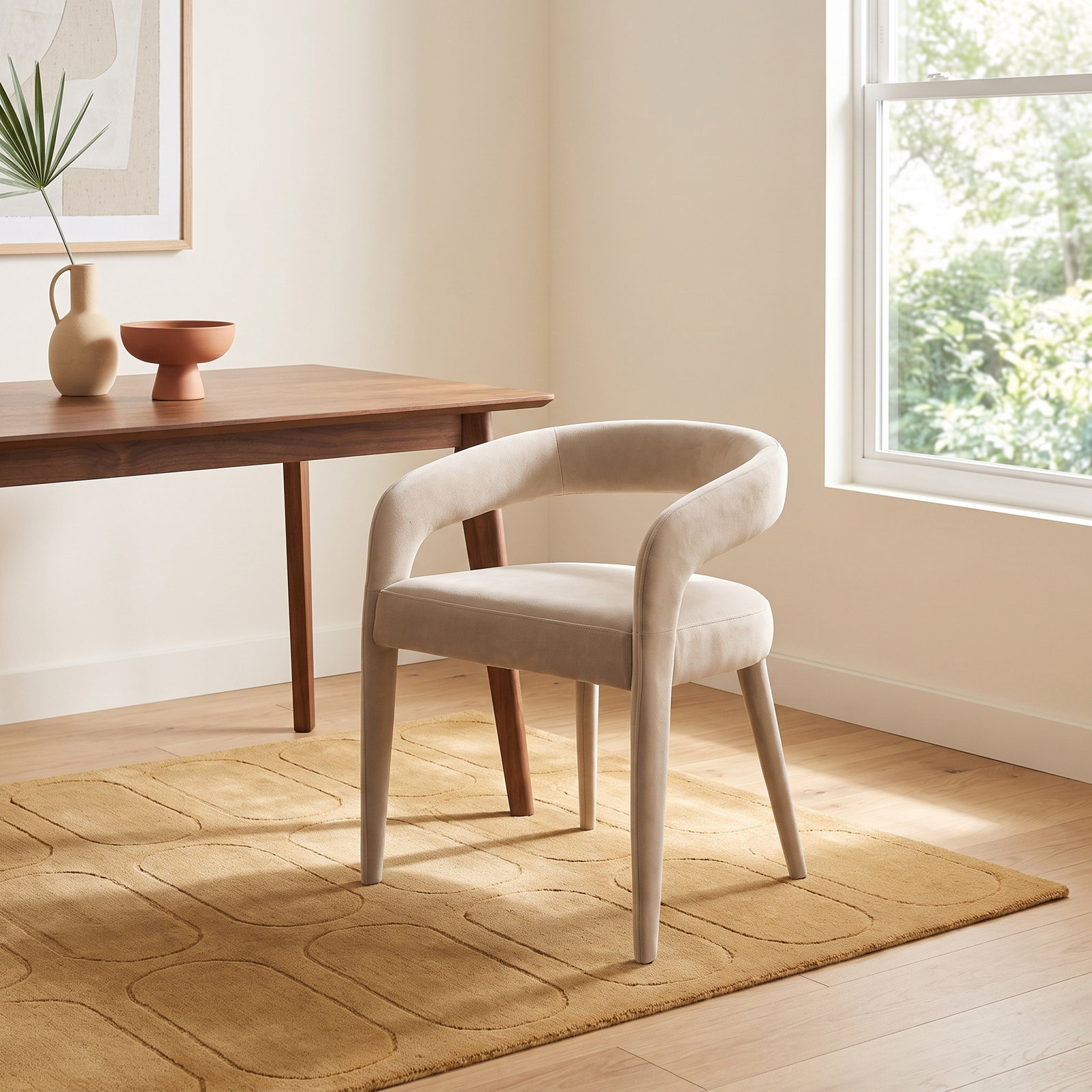Freddi Velvet Dining Chair, Beige 