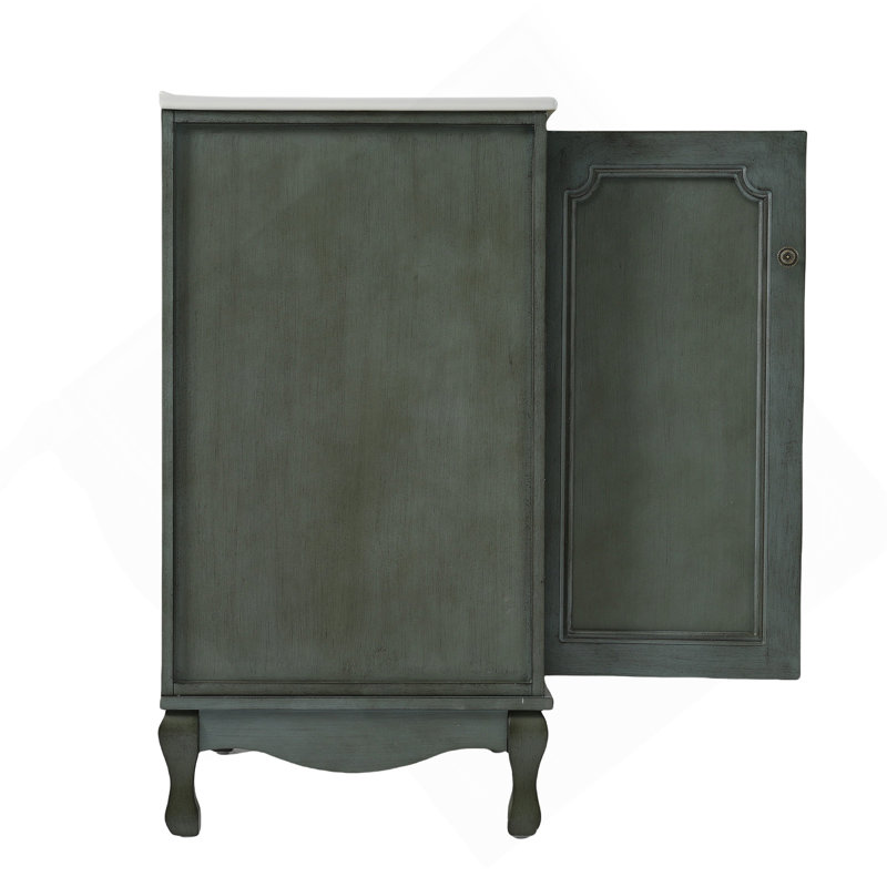 Ensemble de meuble-lavabo double 60 po, armoire de salle de bain rétro avec deux lavabos en céramique séparés et boutons antiques, armoire de rangement avec pieds en bois d'hévéa et tablettes réglables