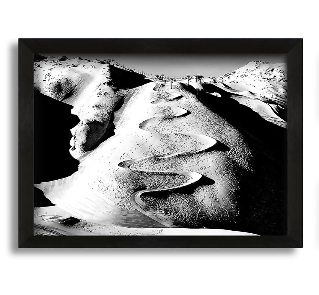 Gerahmtes Leinwandbild Les Deux Alpes B N W