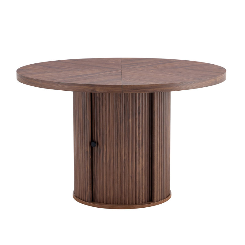 '' Round Walnut Dining Table Mdf Roman Column Style Dining Space Elegance