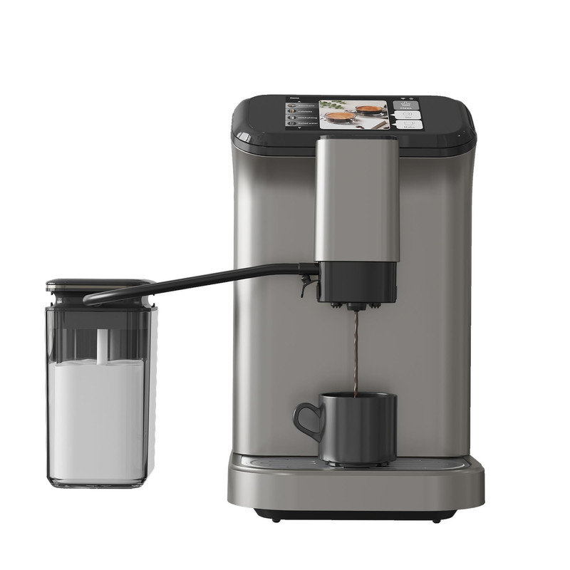 Machine à espresso entièrement automatique avec moulin et mousseur à lait, cafetière à écran tactile 4-en-1 pour café au lait, cappuccino et Americano
