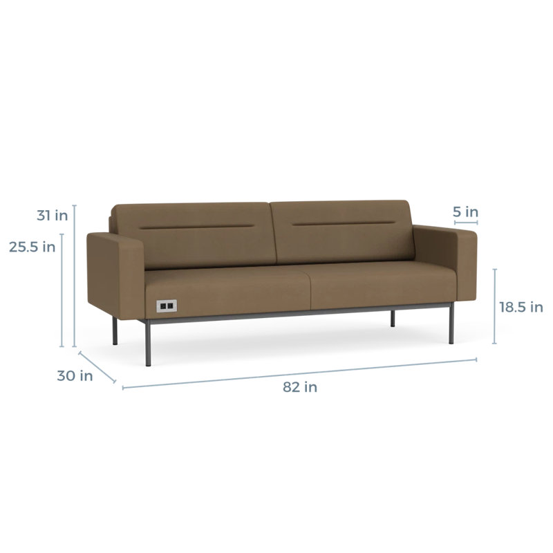 Canapé de réception Darsey, Patriot Plus taupe, Avec alimentation, Gris anthracite