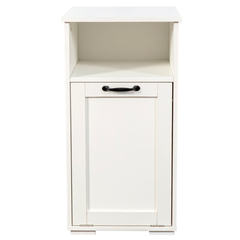 White Laundry Cabinet With Divided Compartments And Removable Liner, Keeps Room Clean During Time, 15.77 In Width, Depth, 30.41 Height, 34.09 Lb Liner For Simple Management, Fits Tight Spaces, Open
