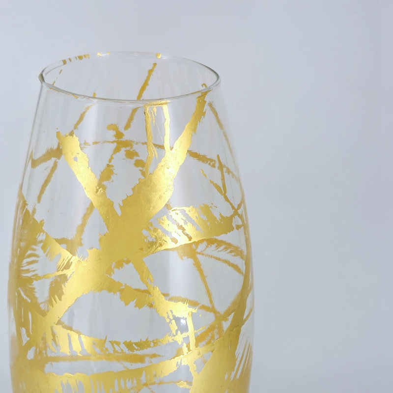 Vase AMaryllis, Transparent / Doré, Hauteur totale - 14,75 po