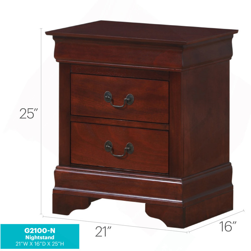 Table de chevet charmante finition cerisier G2100-N, Cerisier/Noir