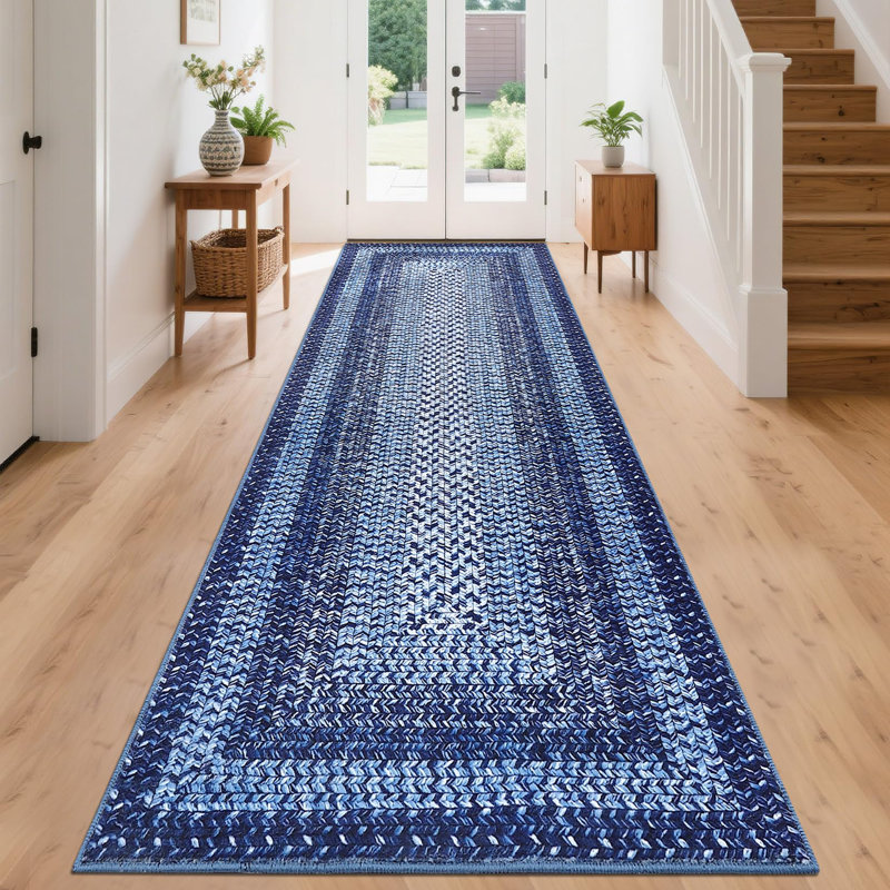 Farmhouse Braided Print Machine Washable Rug with Rubber Backing Soft Stain Resistant Non Shedding Carpet for Living Room Bedroom Dining Room