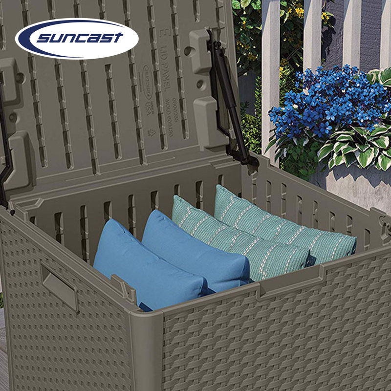 Suncast 26.75'' W 60 Gallons Water Resistant Resin Lockable Deck Box, Gray