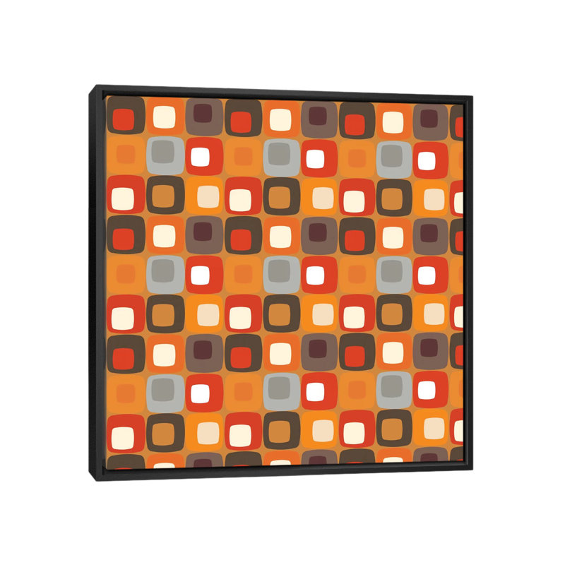 «Retro Squares I» par Valentina Harper, impression sur toile tendue sur châssis, H 18 po x l 18 po x P 1,5 po, Cadre noir
